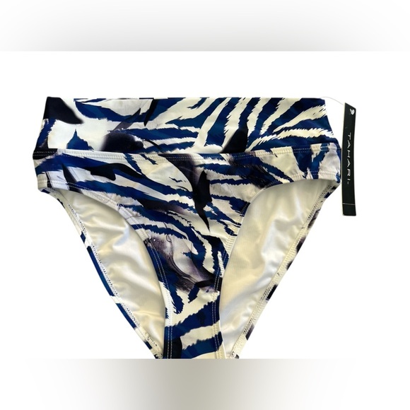 Tahari Blue and White Zebra Print Bikini Bottom NWT - Picture 1 of 7